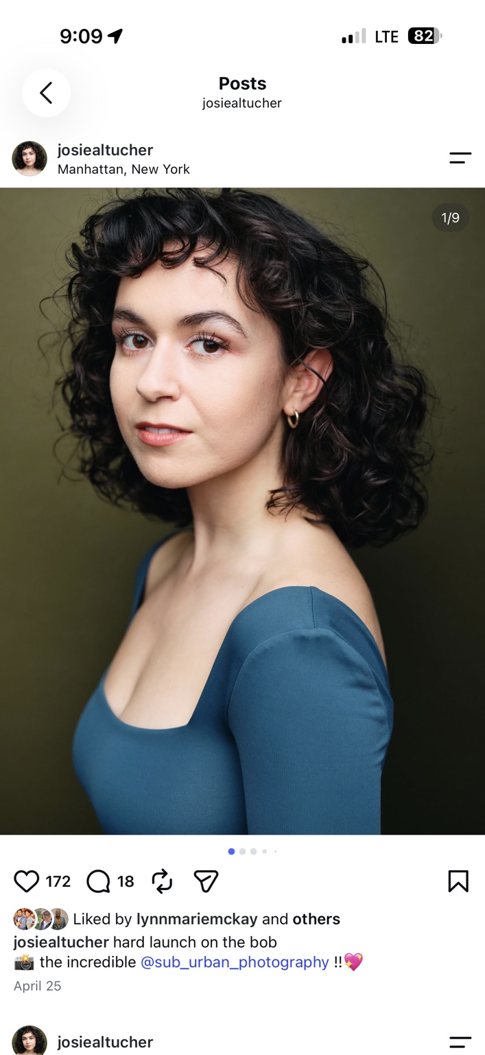 Josie Altucher in a teal top against an olive background